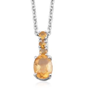 Brazilian Citrine Yellow Sapphire Sterling Pendant